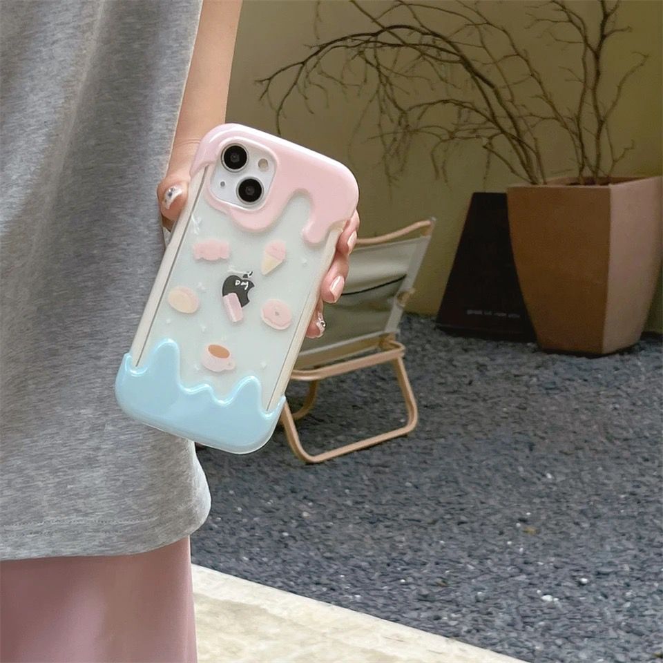 Cute 3D Donut Holder Stand Melted Ice Cream iPhone Case