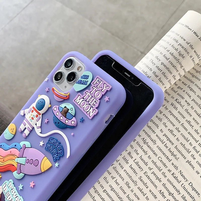 3D Purple Space Astronaut iPhone Rubber Silicone Case