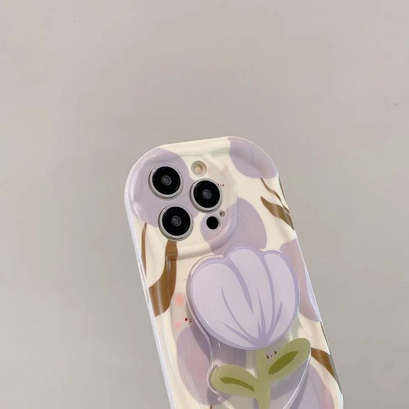 Tulip Soft Silicone iPhone Popsocket Holder Case