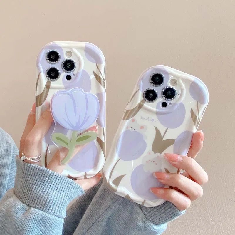 Tulip Soft Silicone iPhone Popsocket Holder Case