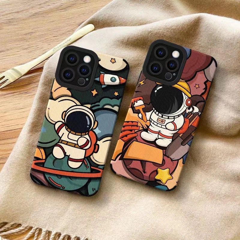 Cute Astronaut iPhone Textured Silicone Case