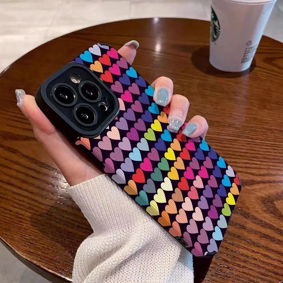 Colorful Hearts iPhone Textured Silicone Case