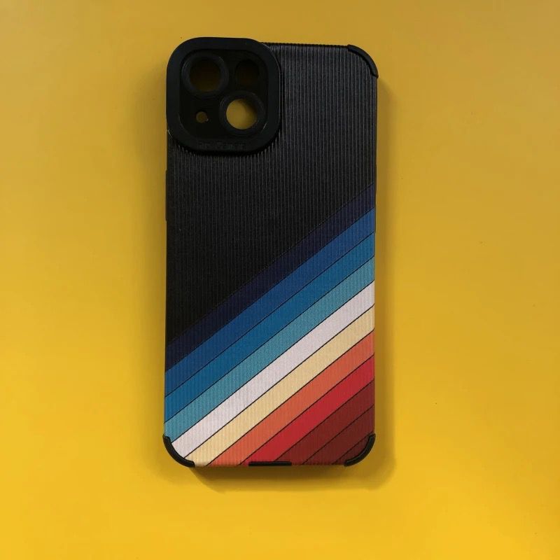 Black Rainbow Lines iPhone Textured Silicone Case