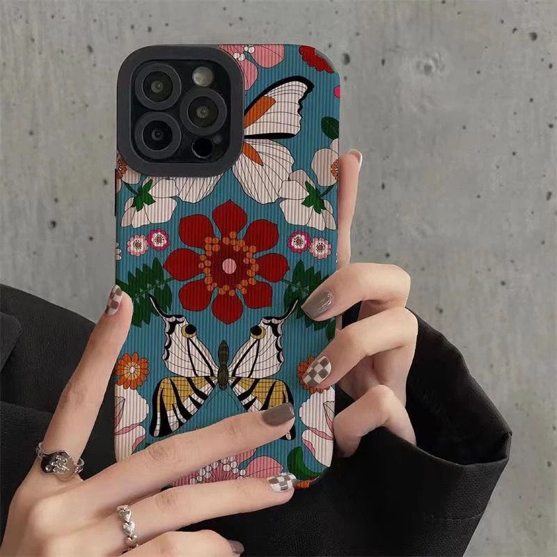 Samsung iPhone Black  Floral Flower Textured Silicone Cases