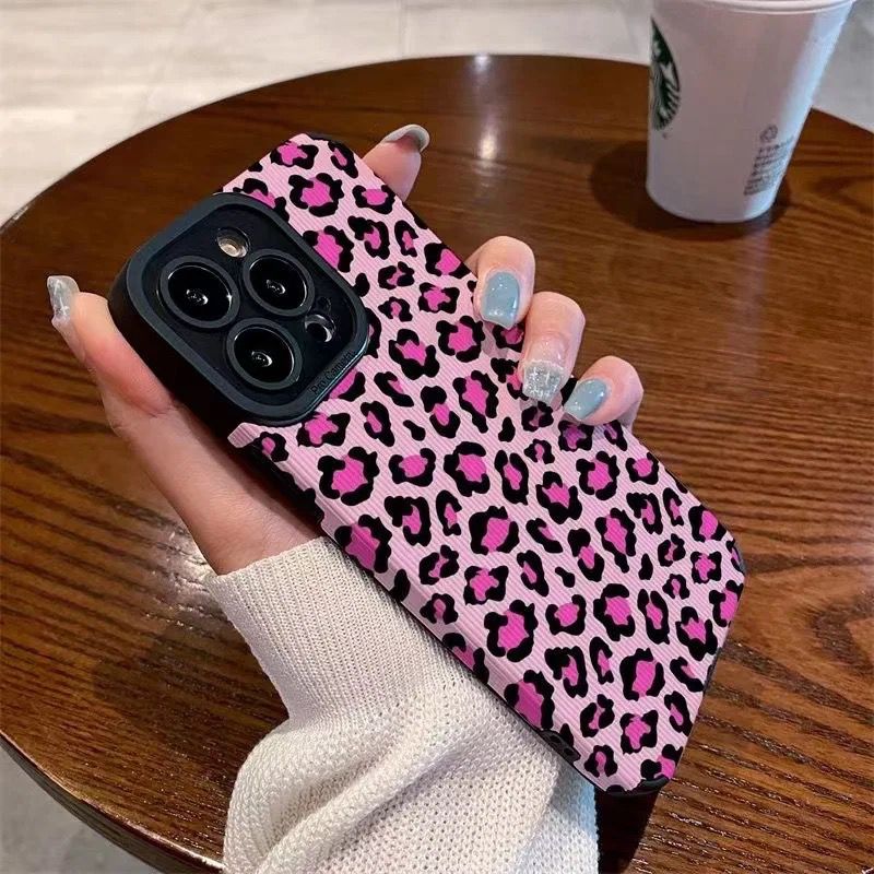 Pink Leopard iPhone Textured Silicone Cases