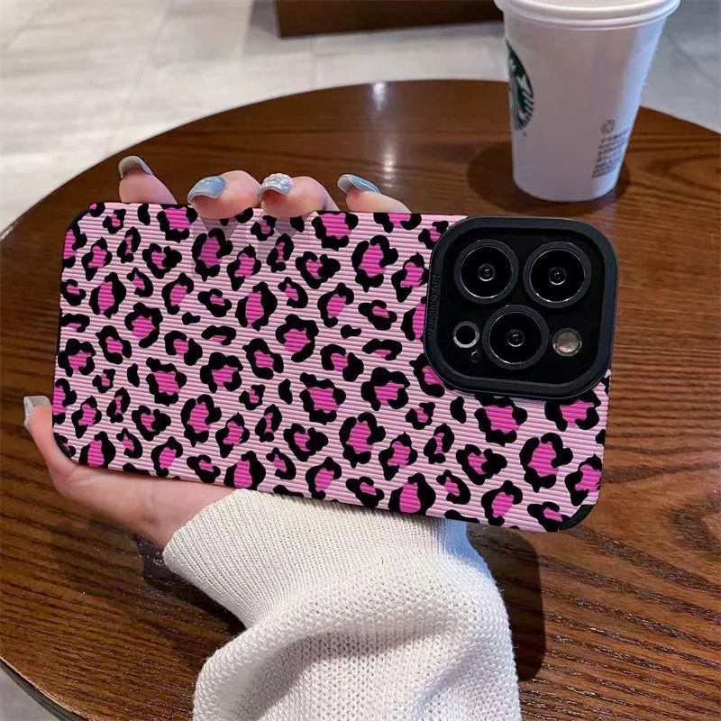 Pink Leopard iPhone Textured Silicone Cases