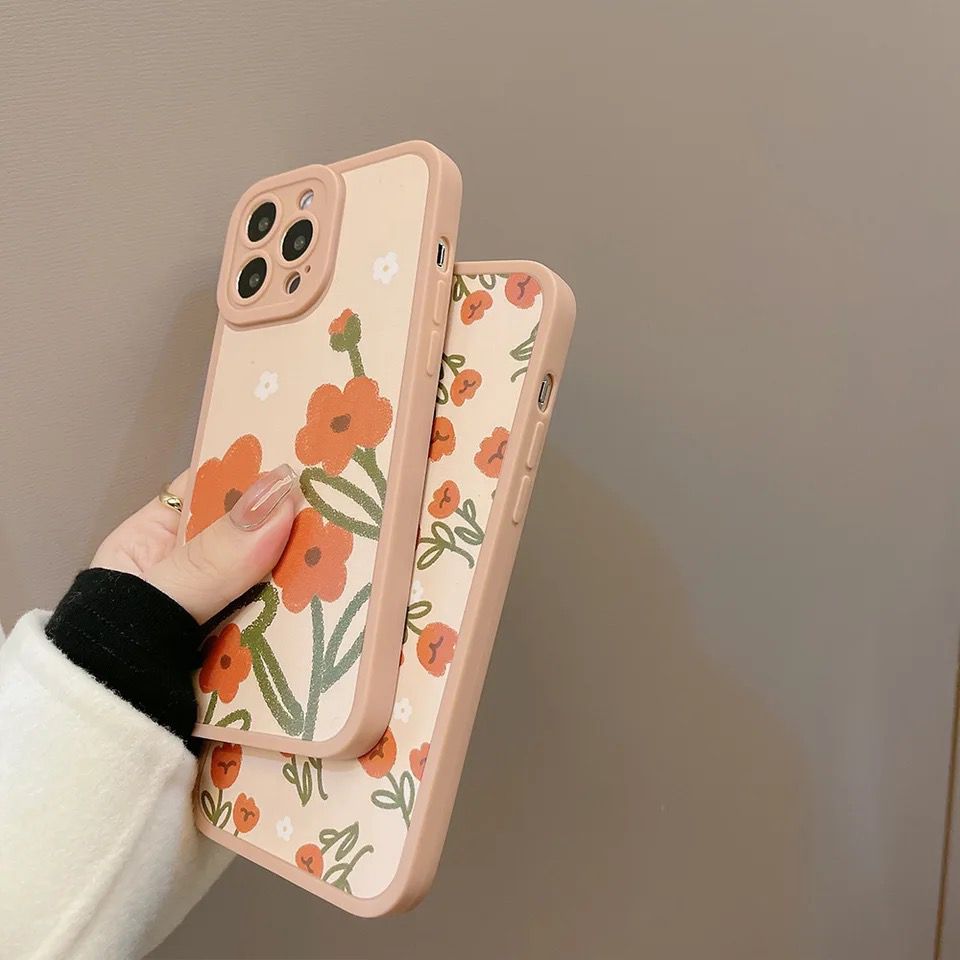 Big Orange  Floral Flowers Silicone iPhone Case