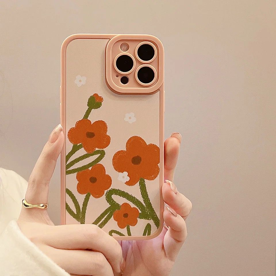 Big Orange  Floral Flowers Silicone iPhone Case