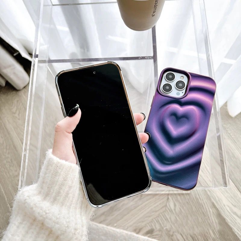 Heart Dark Purple iPhone 3D Textured Case