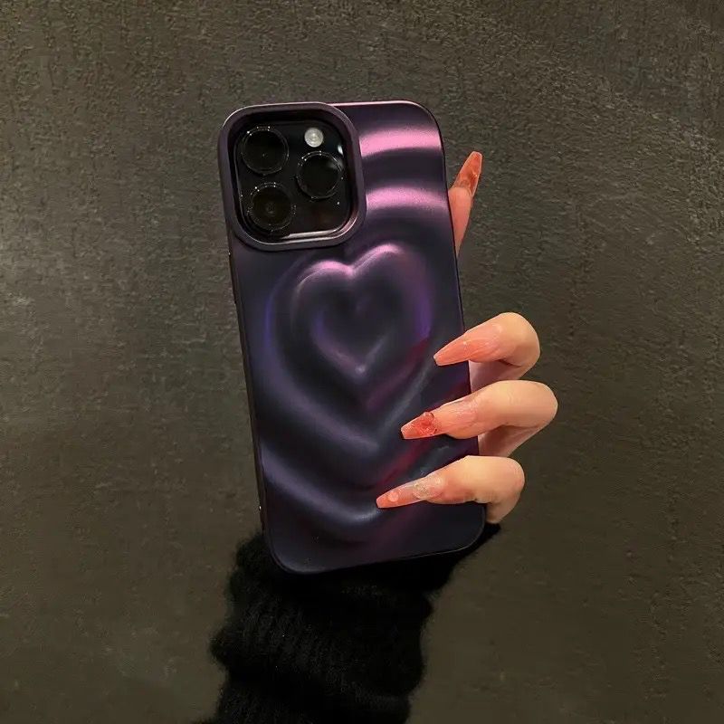 Heart Dark Purple iPhone 3D Textured Case