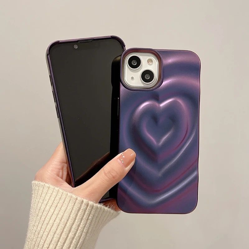 Heart Dark Purple iPhone 3D Textured Case