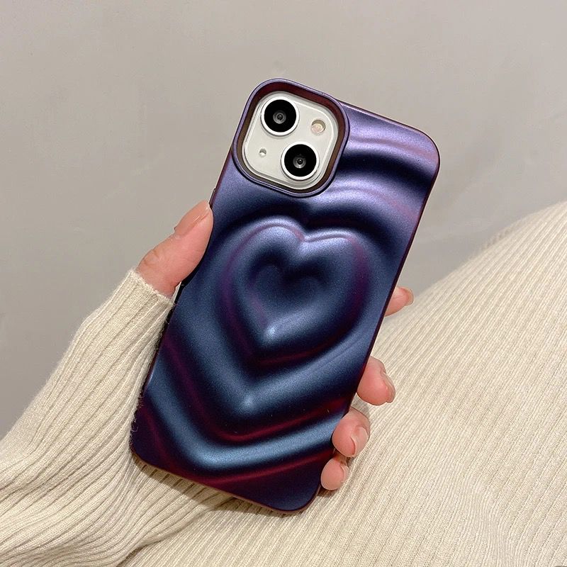 Heart Dark Purple iPhone 3D Textured Case