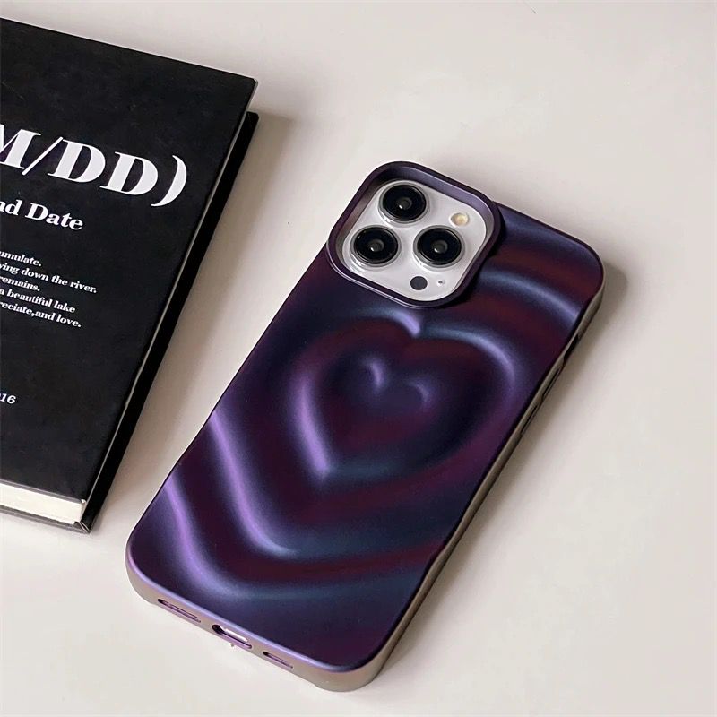 Heart Dark Purple iPhone 3D Textured Case