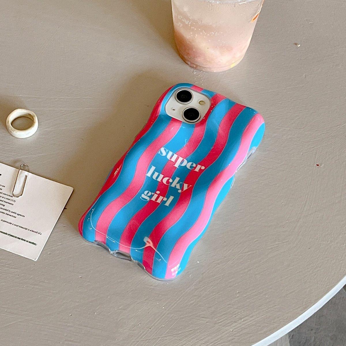 Super Lucky Girl Wavy Textured Soft Silicone iPhone Case