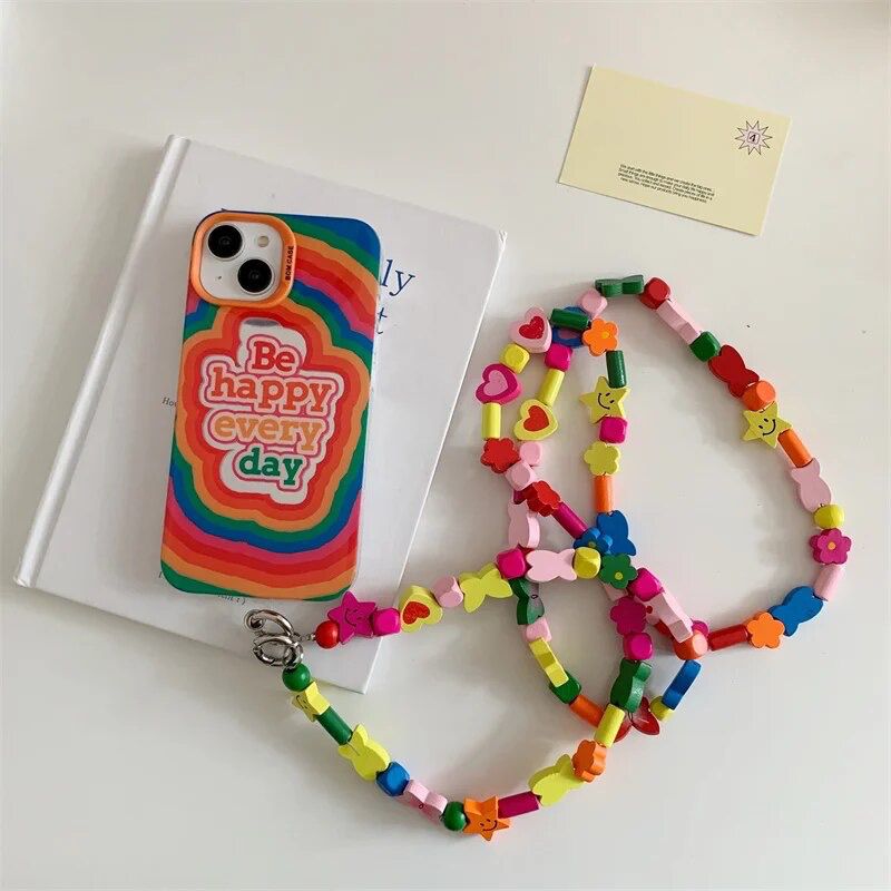 Crossbody Beads Lanyard Soft Silicone Case For iPhone 14 & iPhone 13