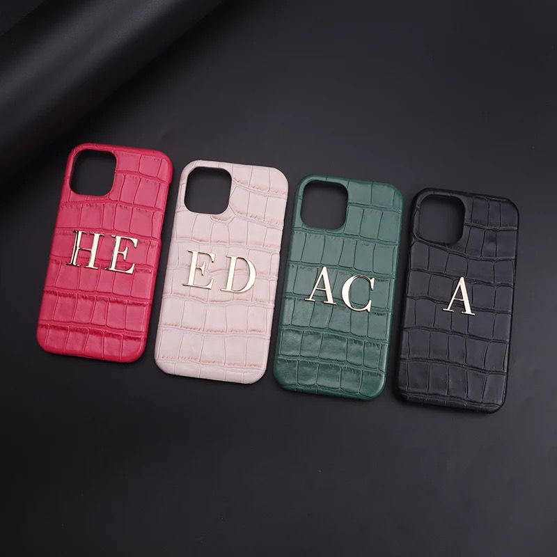 iPhone New Luxury Crocodile Leather Case With Custom Initial Name