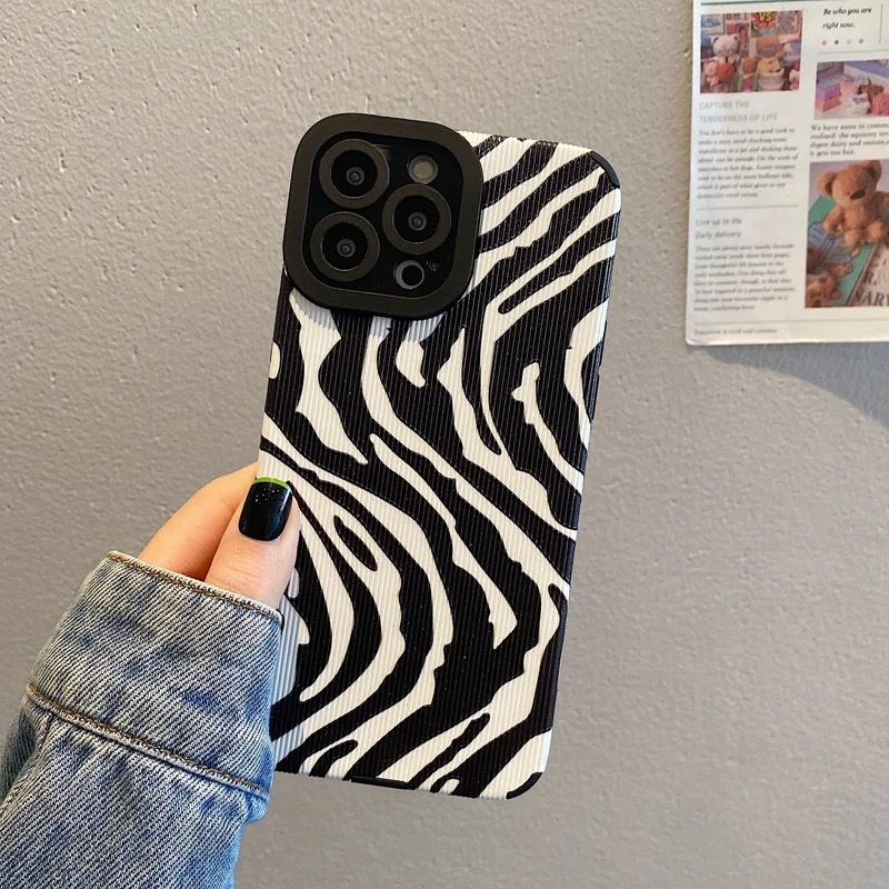 Wrinkle Zebra Textured iPhone Textured Soft Silicone Case