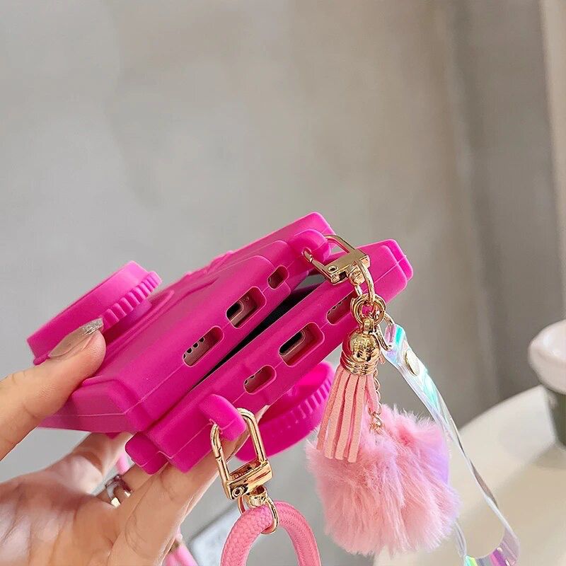 Barbie 3D Camera Crossbody Lanyard iPhone Silicone Rubber Case