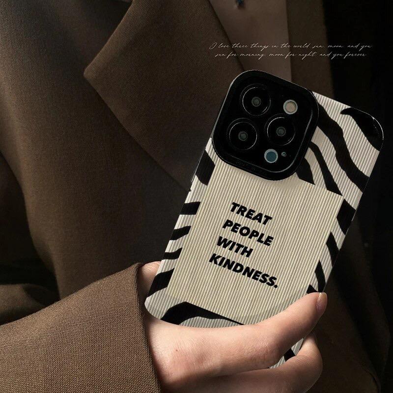 Treat People With Kindness iPhone Soft Black Textured Silicone Case