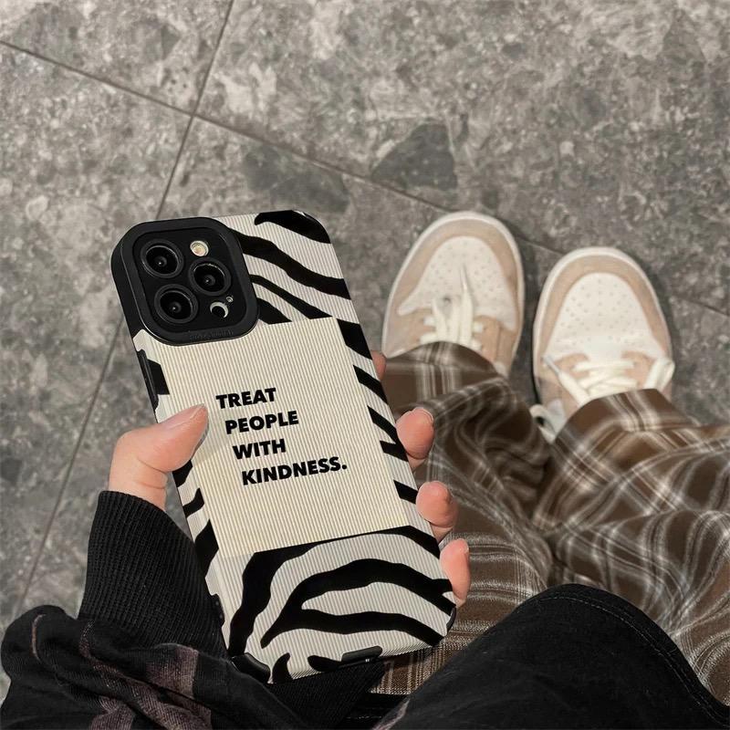 Treat People With Kindness iPhone Soft Black Textured Silicone Case