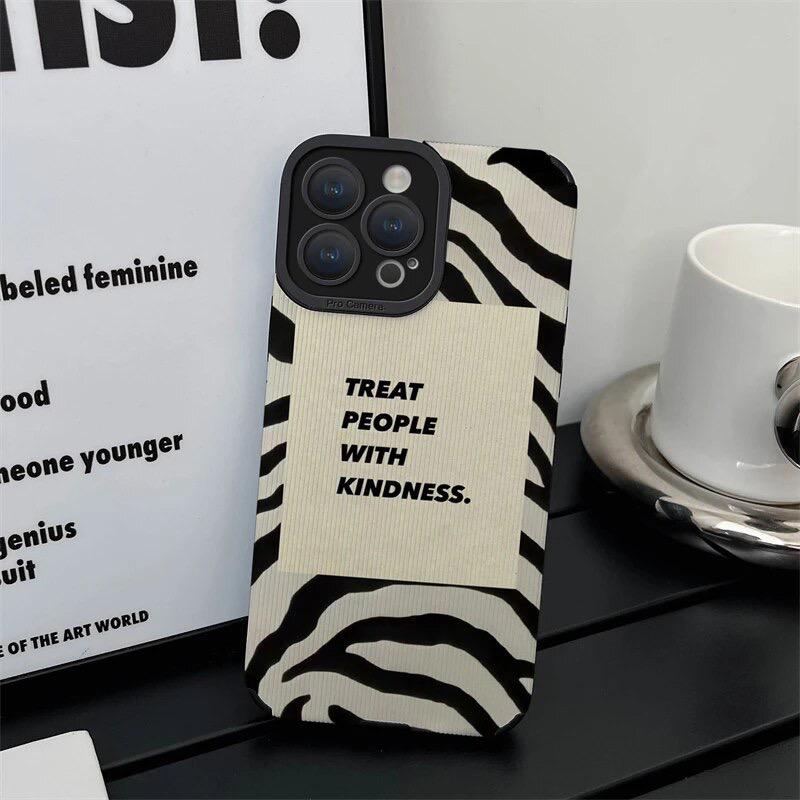 Treat People With Kindness iPhone Soft Black Textured Silicone Case