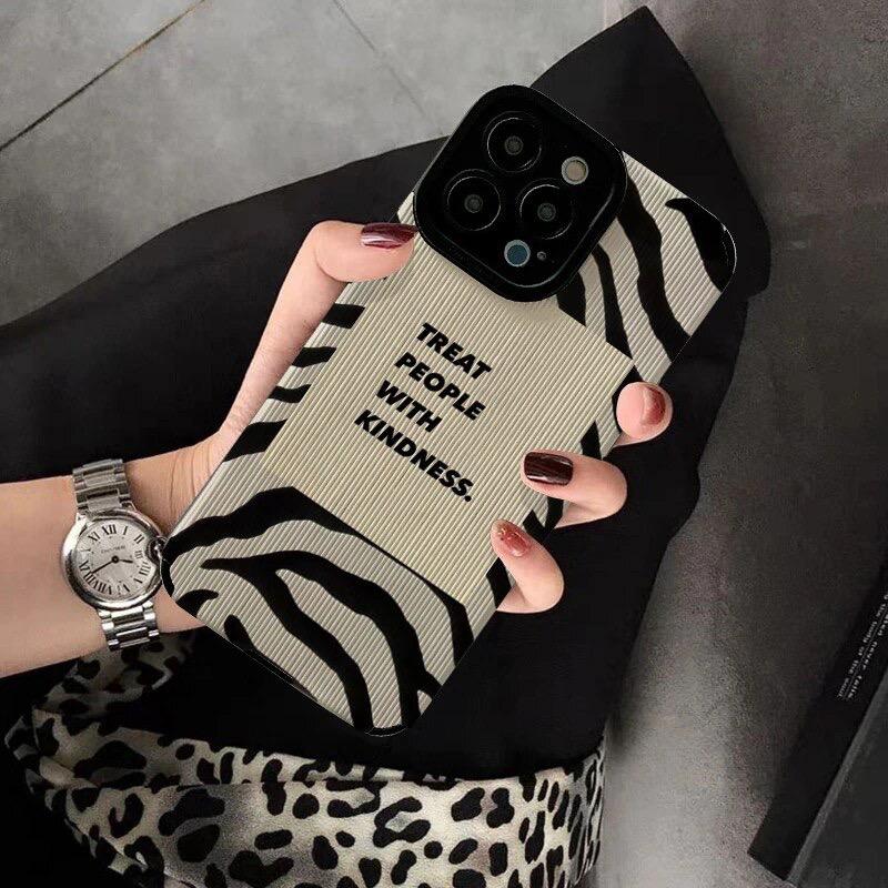 Treat People With Kindness iPhone Soft Black Textured Silicone Case