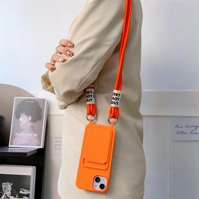 New Crossbody Card Holder Wallet Lanyard iPhone Soft Silicone Case