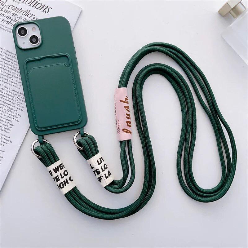 New Crossbody Card Holder Wallet Lanyard iPhone Soft Silicone Case