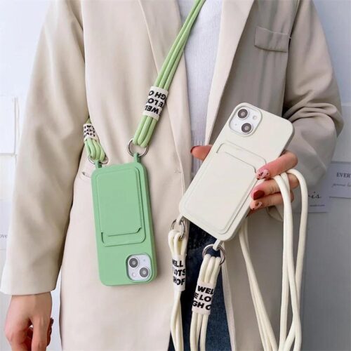 New Crossbody Card Holder Wallet Lanyard iPhone Soft Silicone Case