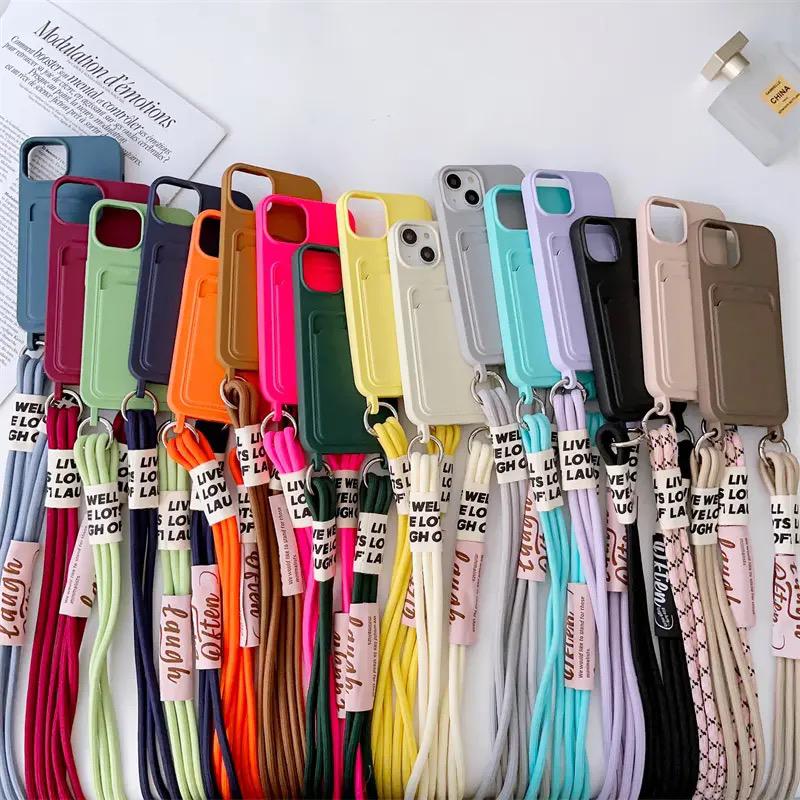 New Crossbody Card Holder Wallet Lanyard iPhone Soft Silicone Case