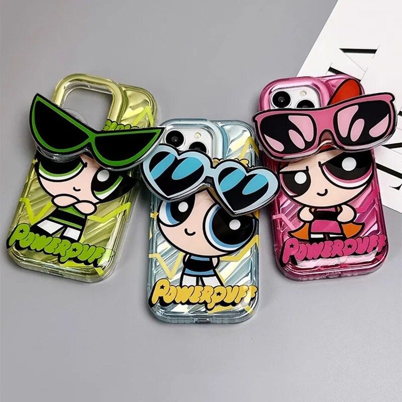 Powerpuff Girls With Sunglasses Bracket Phone Holders iPhone Soft Case