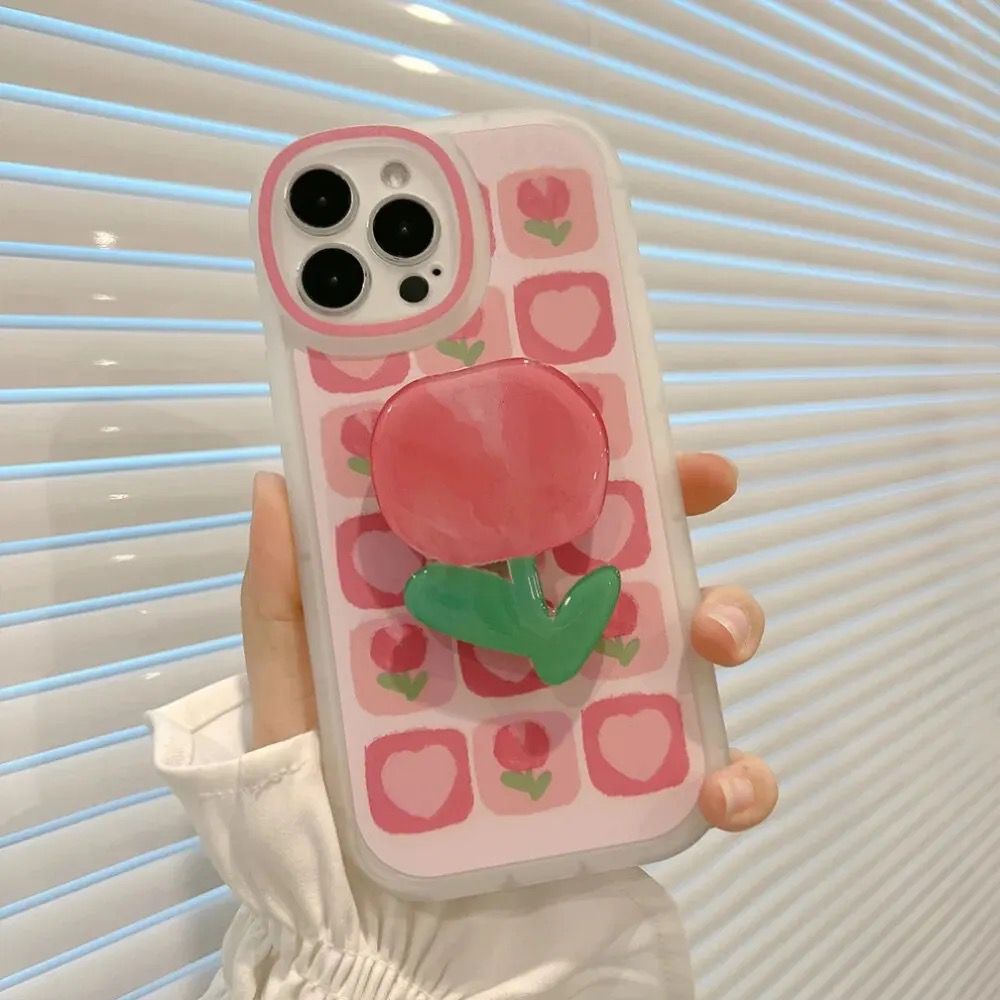 New Pink Tulip Holder iPhone Soft Silicone Case