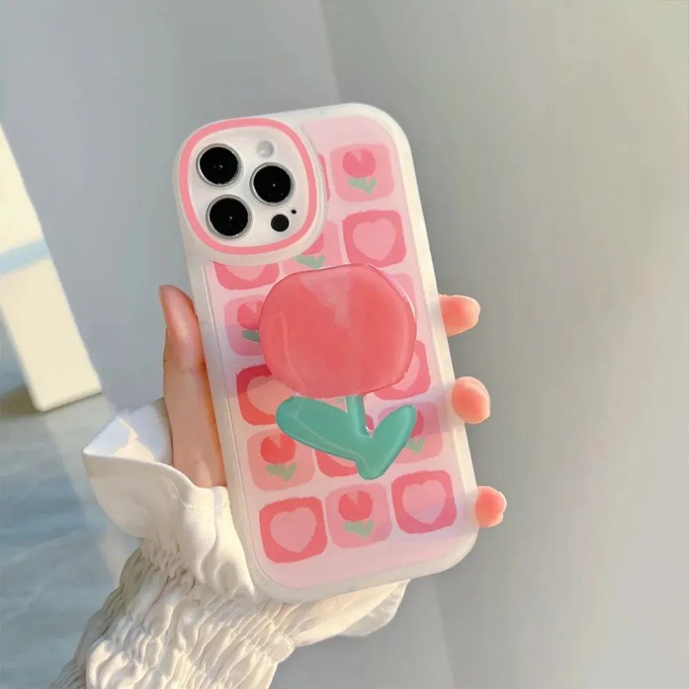 New Pink Tulip Holder iPhone Soft Silicone Case