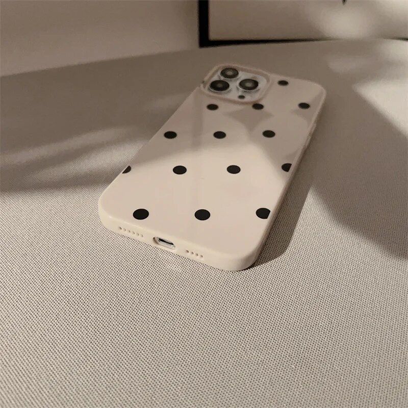 Cute Black Polka Dots iPhone Soft Silicone Case