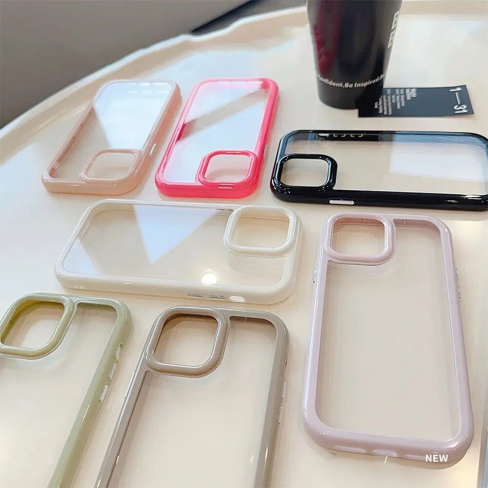 Clear Transparent Candy Color Bumper iPhone Hybrid Silicone Case