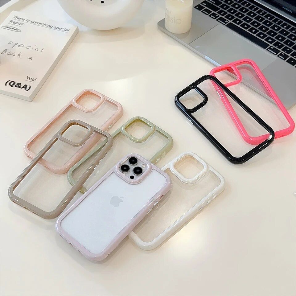 Clear Transparent Candy Color Bumper iPhone Hybrid Silicone Case