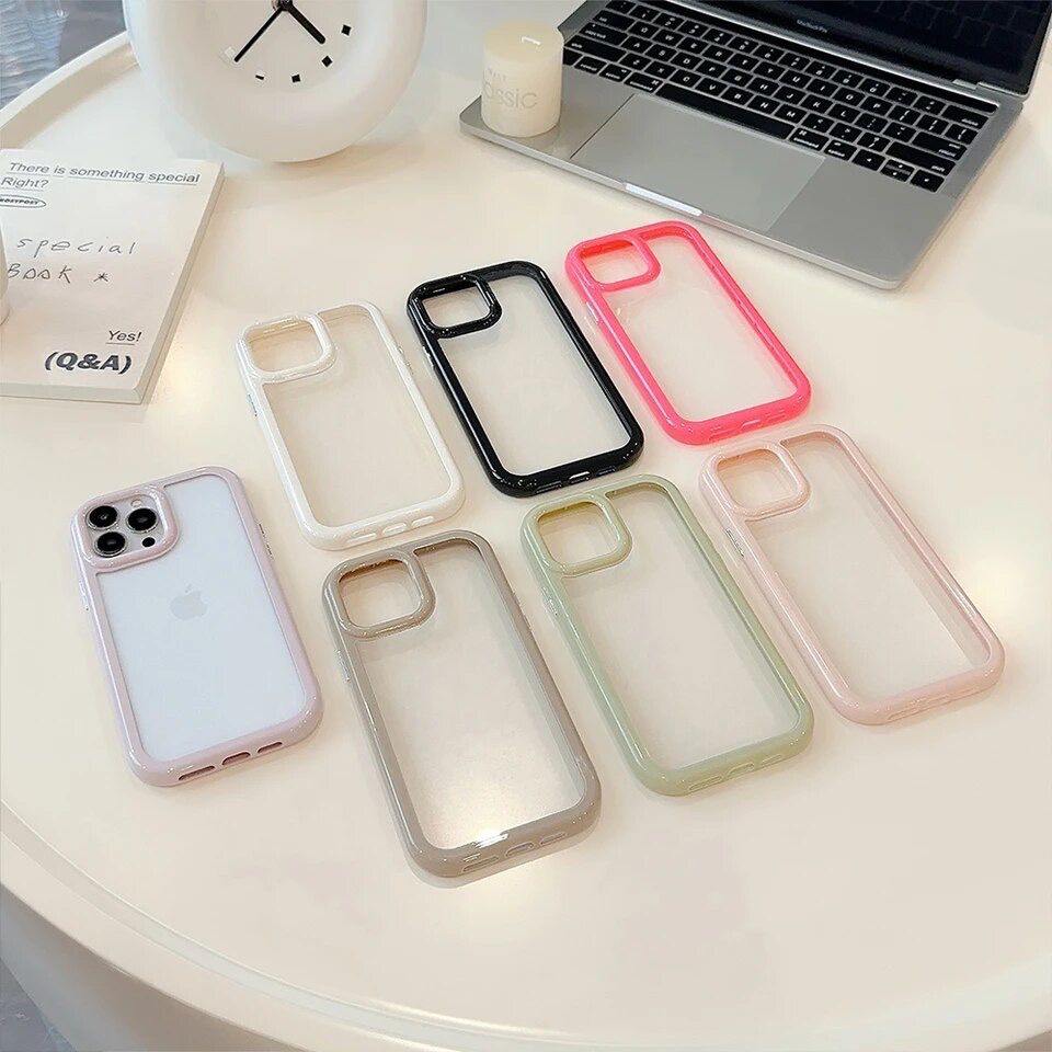 Clear Transparent Candy Color Bumper iPhone Hybrid Silicone Case