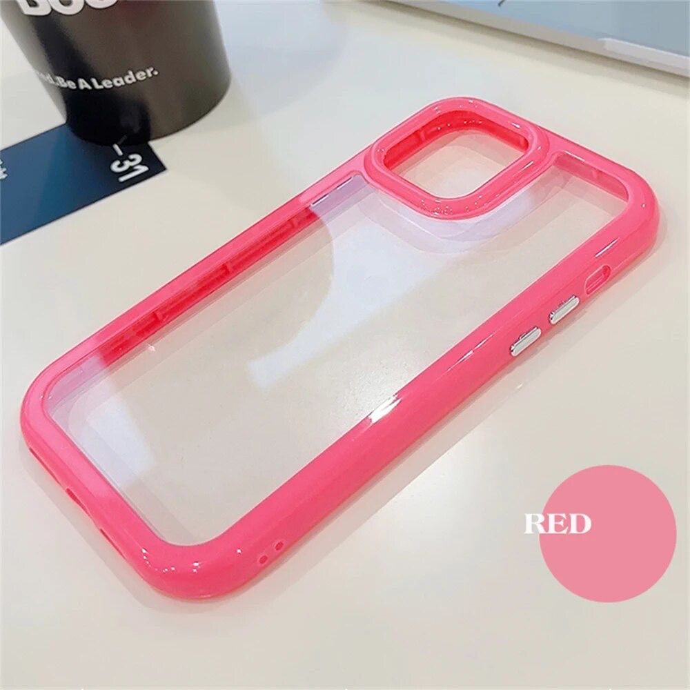 Clear Transparent Candy Color Bumper iPhone Hybrid Silicone Case