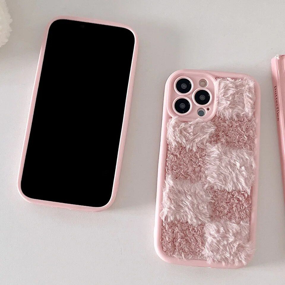 Warm Plush Fabric Fur iPhone Soft Silicone Case