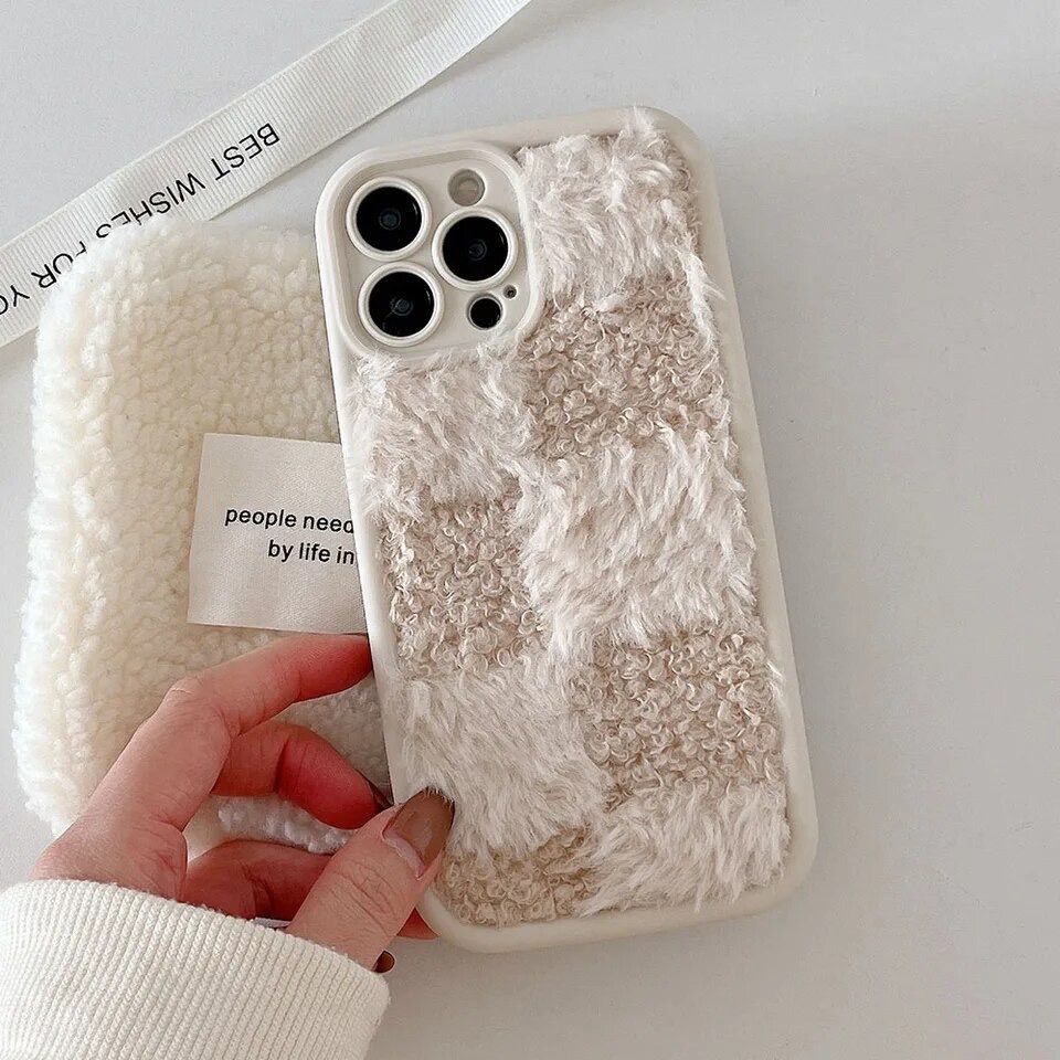 Warm Plush Fabric Fur iPhone Soft Silicone Case