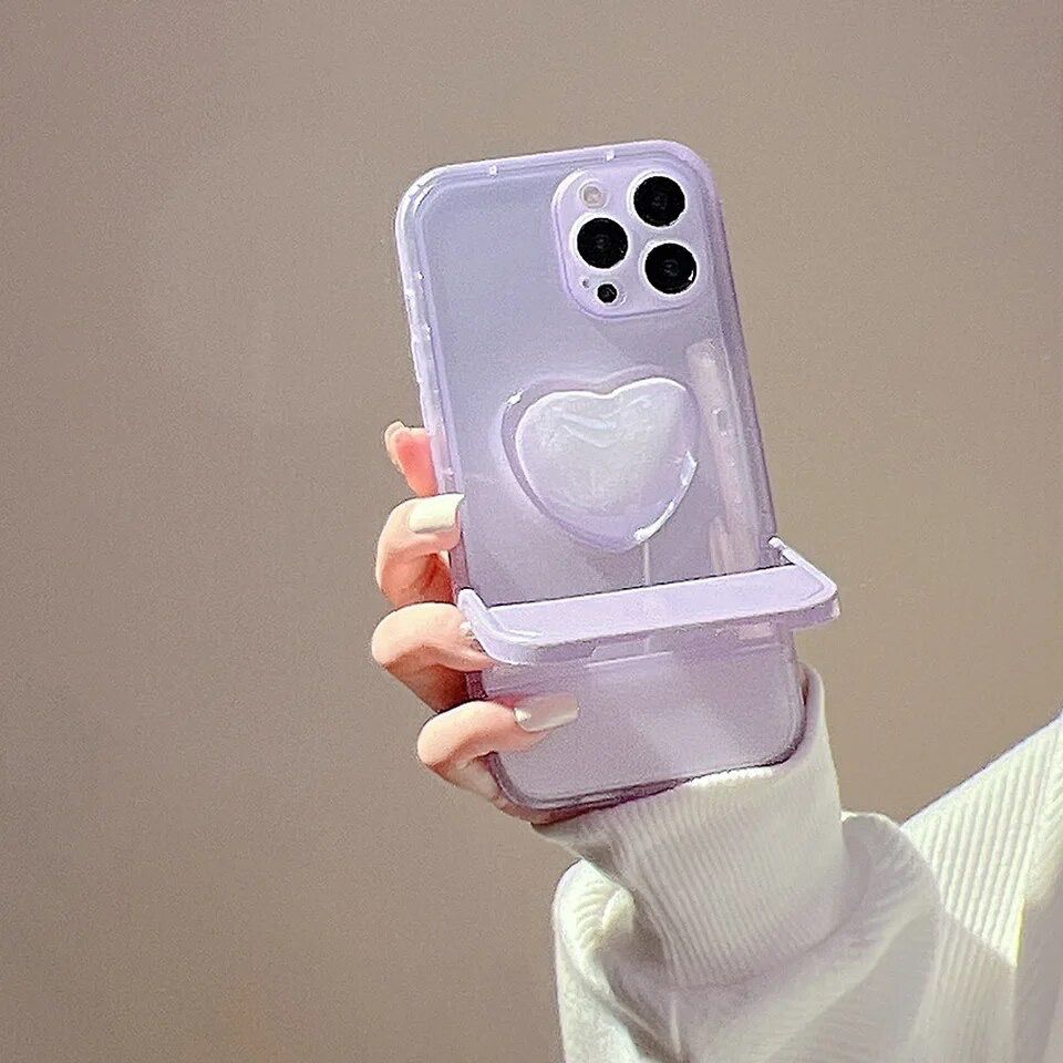 Heart Holder Transparent Phone Stand iPhone Soft Silicone Case