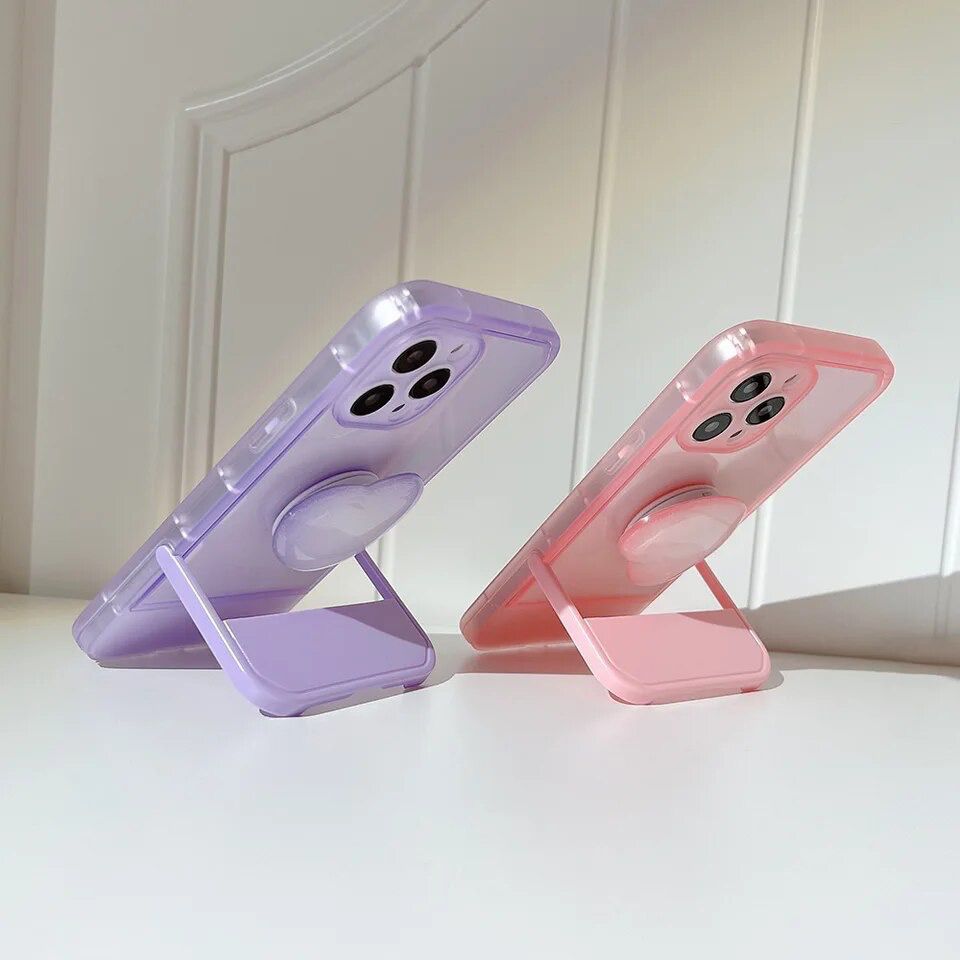 Heart Holder Transparent Phone Stand iPhone Soft Silicone Case