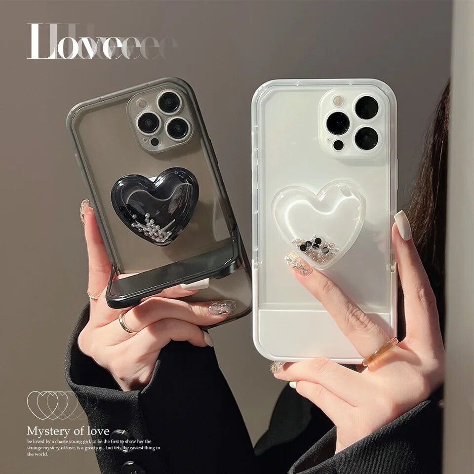 Heart Holder Transparent Phone Stand iPhone Soft Silicone Case