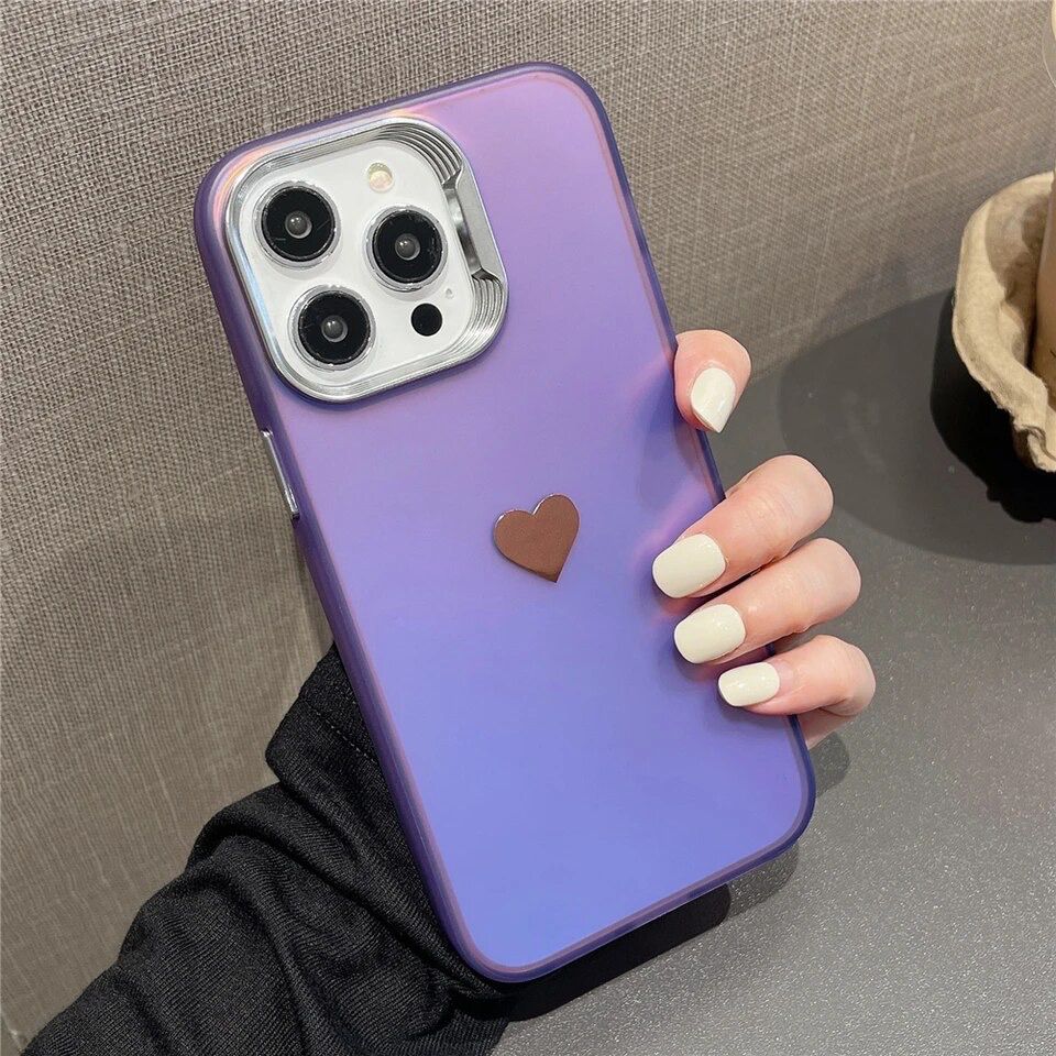 Luxury Colorful Laser Heart iPhone Glossy Case