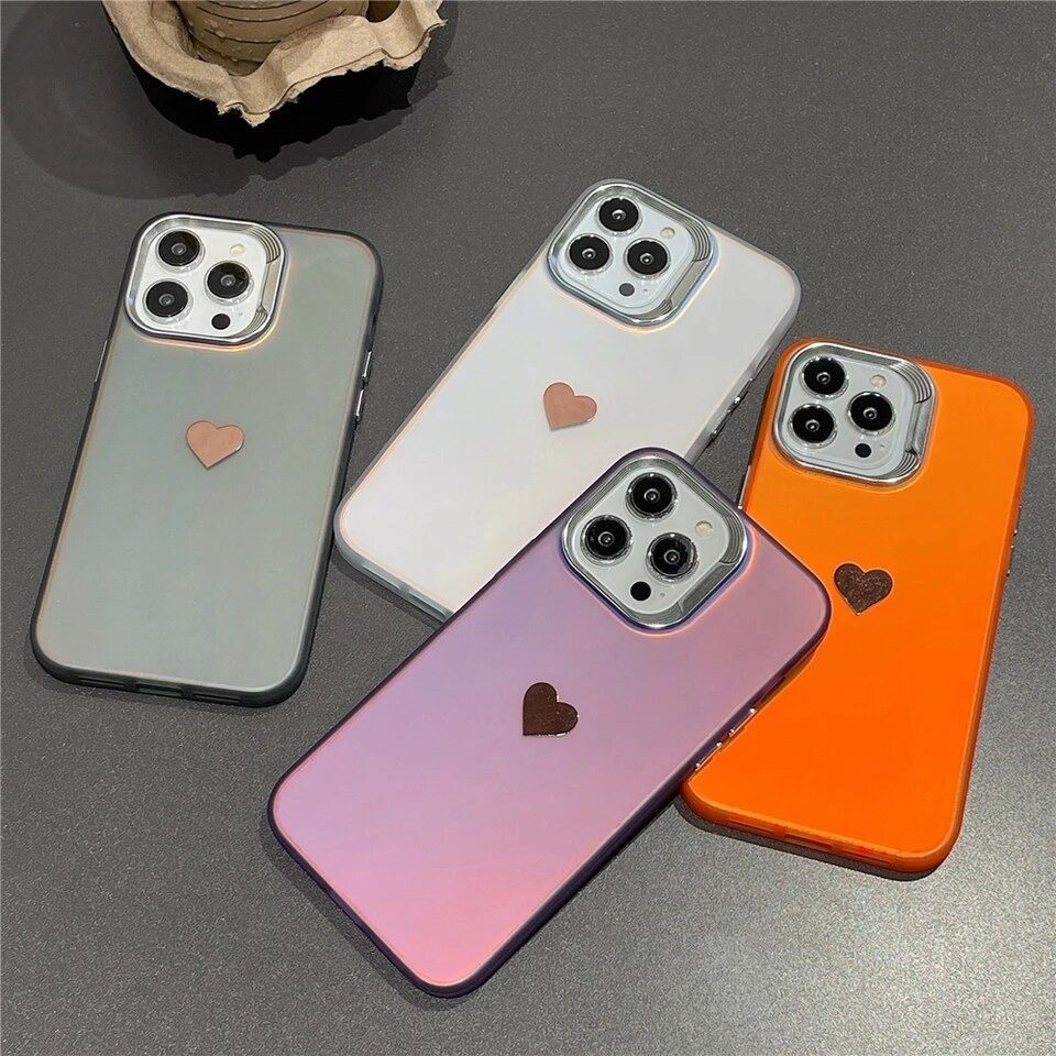 Luxury Colorful Laser Heart iPhone Glossy Case