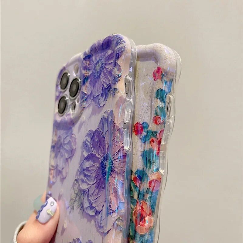 Pink Laser Floral Flowers Holographic iPhone Soft Silicone Case