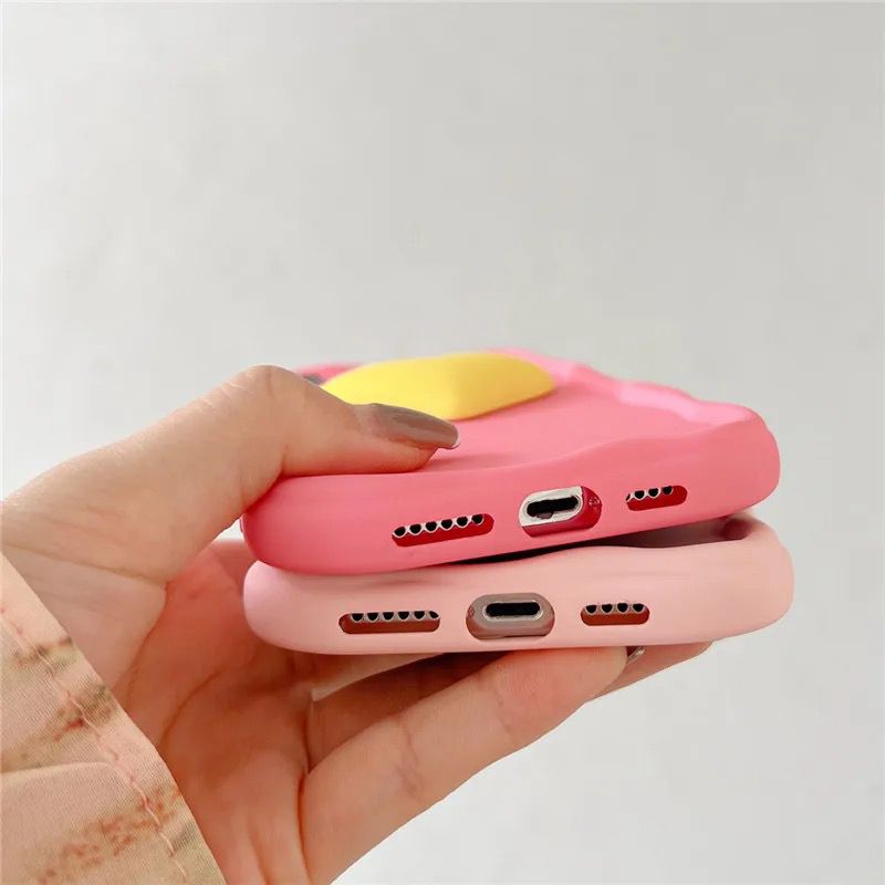 New Wavy Edge With Heart Mirror Phone Stand Holder iPhone & Samsung Silicone Soft Case