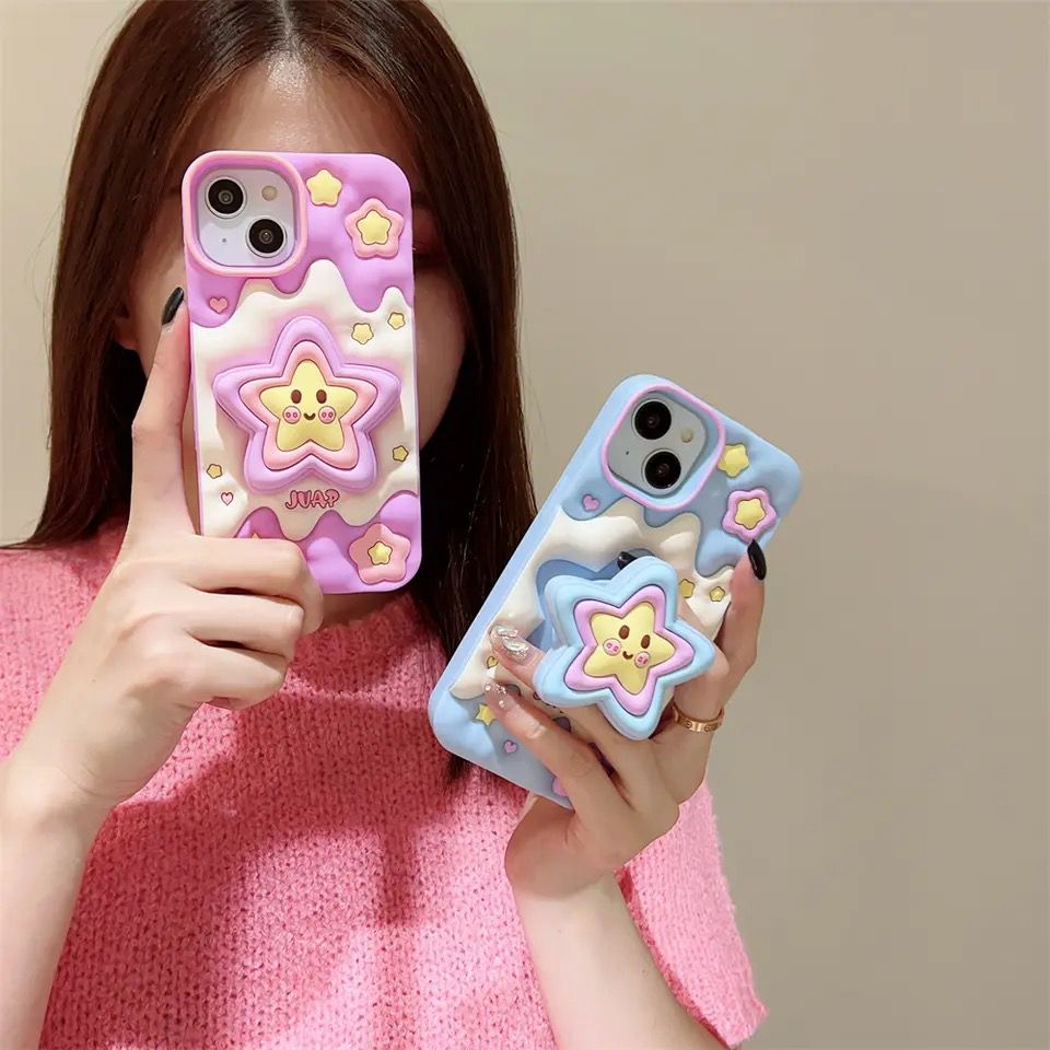 New Star Holder Rubber Silicone Case For iPhone 13 & iPhone 14