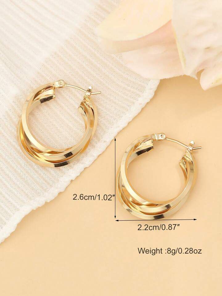 Three Layer Crossover Hoop Earring