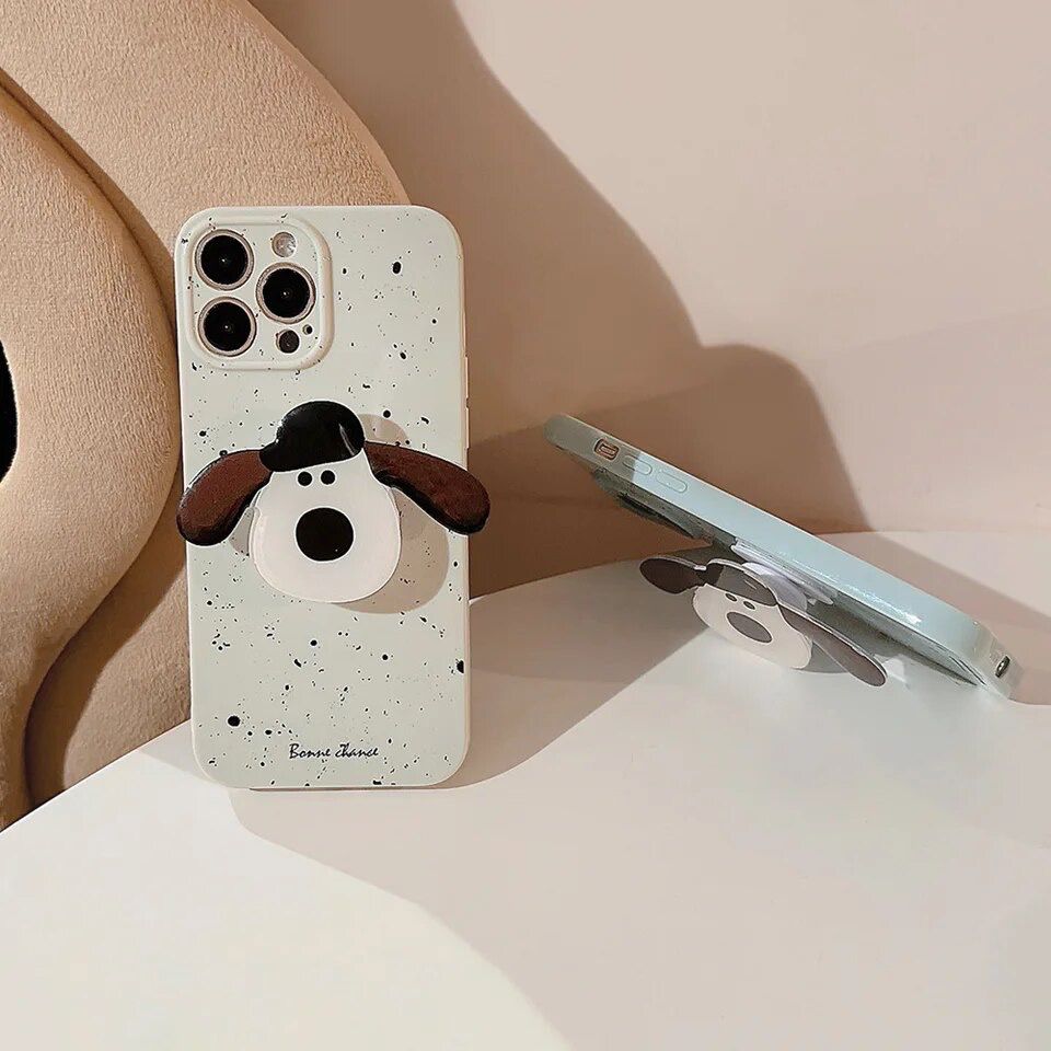 Candy Blue Cute Dog Holder iPhone Soft Silicone Case